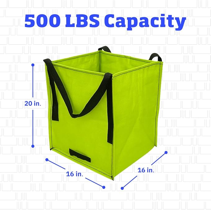 DURASACK Heavy Duty Storage Tote Bag 22-Gallon Rugged Woven Polypropylene Moving Bag, Reusable Self-Standing Design, Holds up to 500 Pounds, Single, Lime Green