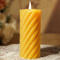 Natural Beeswax Pillar Candles,92 Hours Long Burning,100% Pure Beeswax Candles Unscented Bees Wax Candles for Home,Emergency, Dripless Beeswax Candle Bulk,2.8x6in Spiral Pillar Candles
