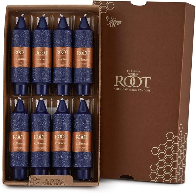 Root Candles Unscented Dinner Candles Premium Beeswax Blend Boxed Candle Set, 5-Inch, Abyss, 8-Count
