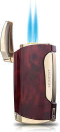 PROMISE Metral Lighter Double Jet Flame Cigar Lighter Shipped Without Gas (Brown Grain)