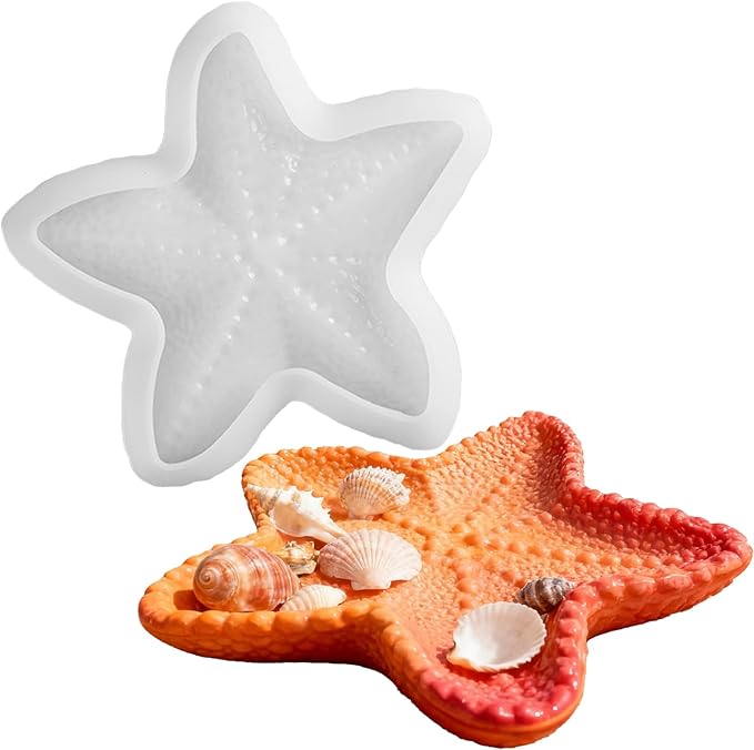 1 Pc Exquisite Starfish-Shaped Silicone Tray Mold Unique Storage Container Epoxy Resin Casting Mold for DIY Jewelry Small Ornaments Home Decorations Candlesticks Soap Dishes Art Crafts