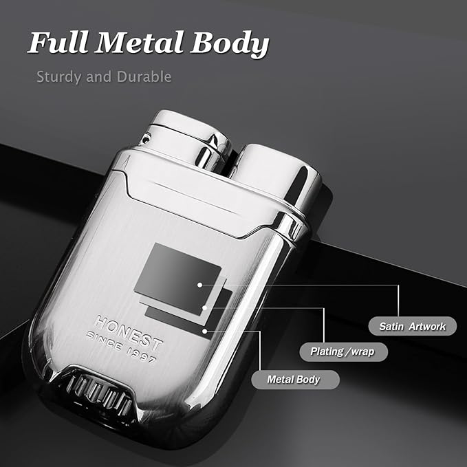 HONEST Torch Lighter Butane Windproof Lighter Mens Gifts Lighter for Candle Camping Family Use (Carbon)