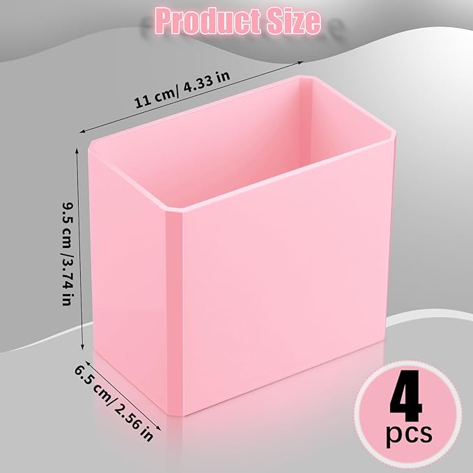 Suclain 4 Pcs Wall Mounted Organizer Non-drilling Adhesive Floating Shelf Wall Bin Organizer Hanging Storage Containers for Bedroom Bathroom Kitchen Office (Pink)