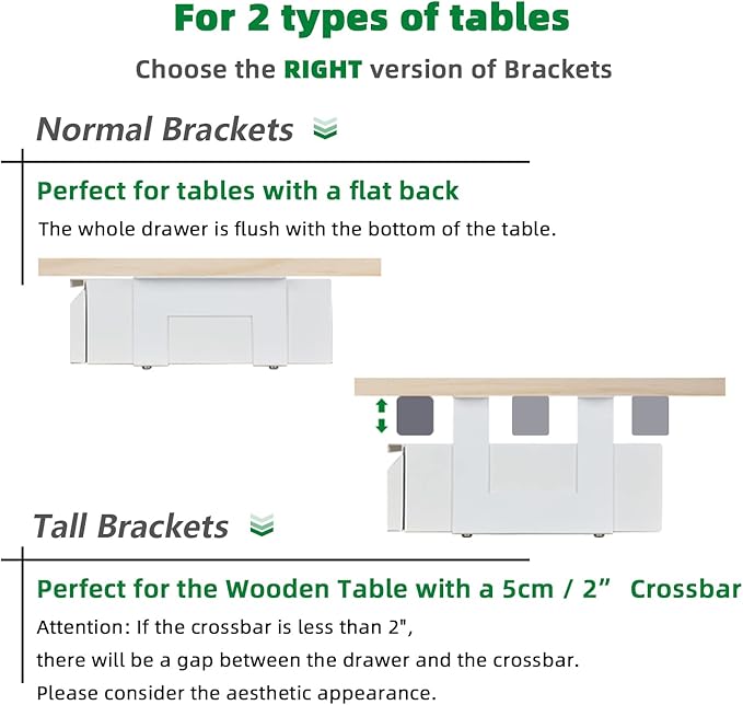 Under Desk Drawer 18", Pull-out Storage Organizer with Large Slide Extension Mounted Under Flat Wooden Table or Workbench, White_Normal Version