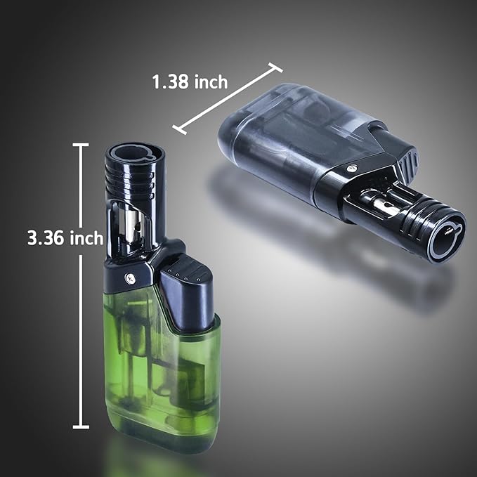 2 Pack Torch Lighter Mini Butane Multipurpose Utility Lighters with Wand Jet Flame Refillable Gas Lighters Pocket Lighter for Candle Camping BBQ Grill (Without Fuel) Assorted Colors