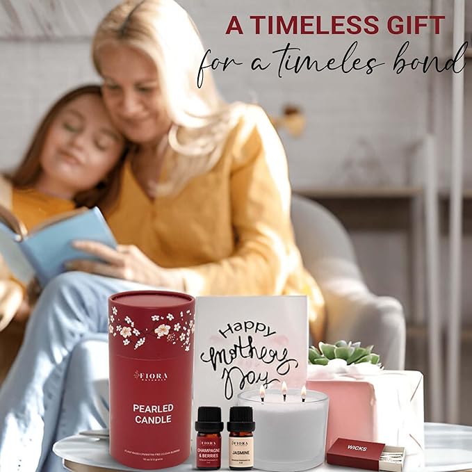Pearled Candle Sand Mothers Day Gift for Mom, 18oz Sand Wax, 30 Wicks, 2X Natural Fragrance Oils + Large Glass Jar Included, Smoke Free Powder Snow Candles, Upto 120 Hours Burn Time, Candle Making Kit