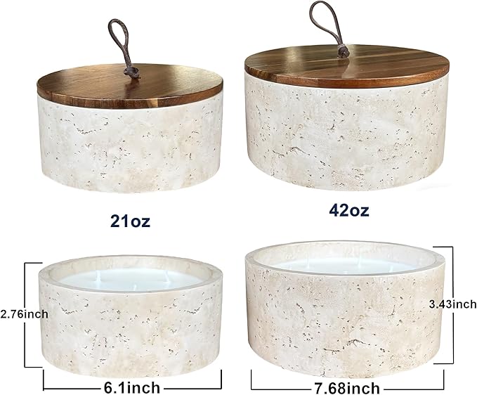Scented Candle - Sea Salt & Bergamot & Coconut, 21 oz. 3 Wick Scented Candle Made with Coconut Oil and Soy Blend Wax | Acacia Wood Lid