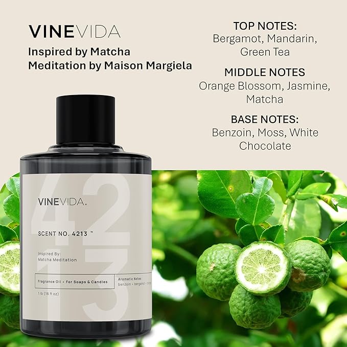 VINEVIDA [16 Oz] Scent NO. 4213 Inspired by Matcha Meditation | Premium Fragrance Oil for Candle Making & Soap Making | Candle Scents for Soy Wax | Scented Oils for Car Freshies & Bath Products