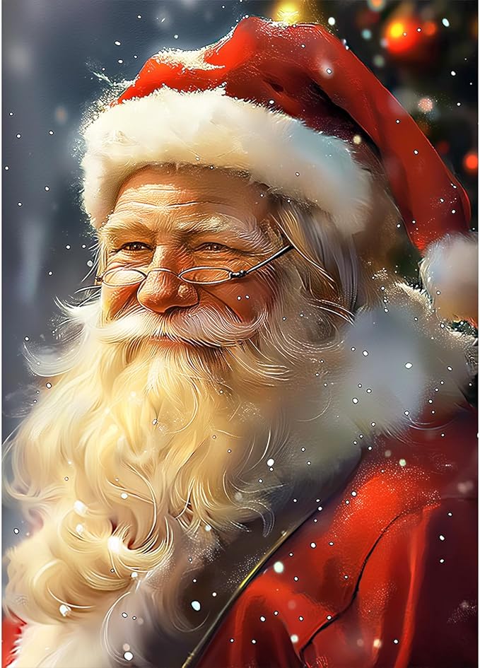 MEIYUDA Christmas Diamond Painting Kits for Adults, 5D Santa Claus Diamond Art Kits for Beginners, DIY Gem Art Crystal Painting for Home Wall Decor and Present 12x16inch