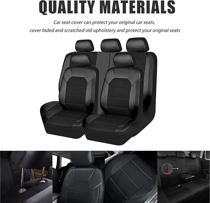 5 Seats Car Seat Covers Full Set for Volkswagen Taos S/SE/SEL/R-Line, Water & Wear Resistant Leather Automotive Seat Cover, Breathable Car Interior Protectors Cushion,B Grey