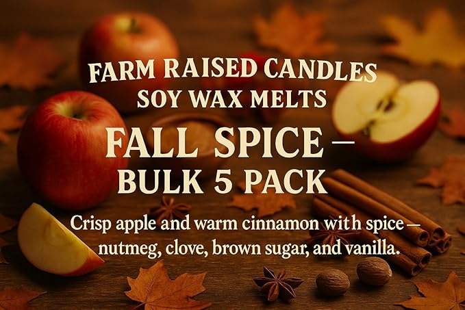 Farm Raised Candles - USA Grown Soy Wax Melts - Fall Spice - Bakery Variety Pack – 5 Pack, 16oz Total – Wax Melts Warmer Scents – Cinnamon, Pumpkin, Pecan Waffles, Cozy Kitchen Scents
