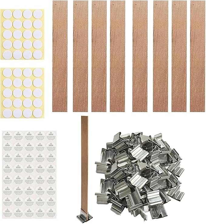 460 PCS Wooden Candle Wicks for Candle Making 200pcs Natural Candle Wood Wicks with 100 Stands Wick Stickers Candle Cores for DIY Candle Making Craft