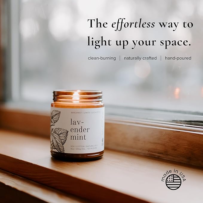 Broken Top Lavender Mint Pure Soy Candle | 9 oz. | Bergamot, Lemon & Eucalyptus 50-Hour Burn Time. Natural Cotton Wick, Vegan, No Parabens, No Phthalates