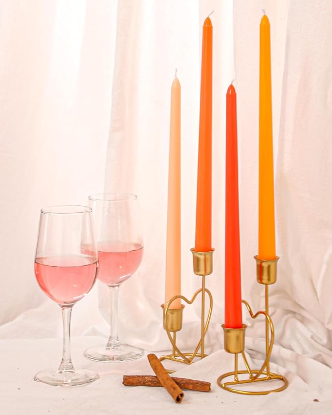 Viyffo 12 Inch Orange Taper Candles 4 Pack Unscented Smokeless Long Tall Tapered Candles for Candlesticks Sticks Wedding Home Decor Dinner