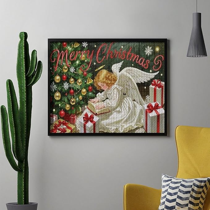AIVKIEJK Diamond Painting Kits for Adults - Merry Christmas Angel Welcome Painting DIY 5D Full Drill Diamond Dots Paintings with Diamonds Gem Art and Crafts Home Decor 16"x20"