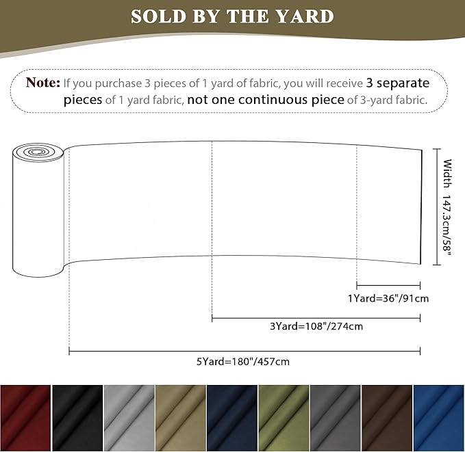 Foreate Waterproof Canvas Fabric by The Yard 600D Fade & UV Resistant Indoor Outdoor Oxford Fabric 58” W Upholstery Polyester Material for Patio Chairs Tent Camping DIY, 1 Yard Khaki