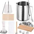 Blingfun Candle Making Pouring Pot, Stainless Steel Wax Melting Pot with Candle Wicks, Wick Stickers & Holder for Scented Candle Making and Wax Crafts
