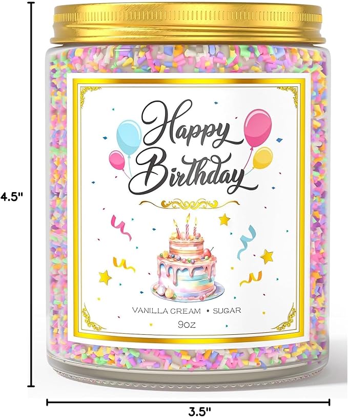 Birthday Candles Gifts for Women, Birthday Gifts for Women Men, 9 oz Happy Birthday Candle with Vanilla Birthday Cake Scent, Women Friendship Ideas