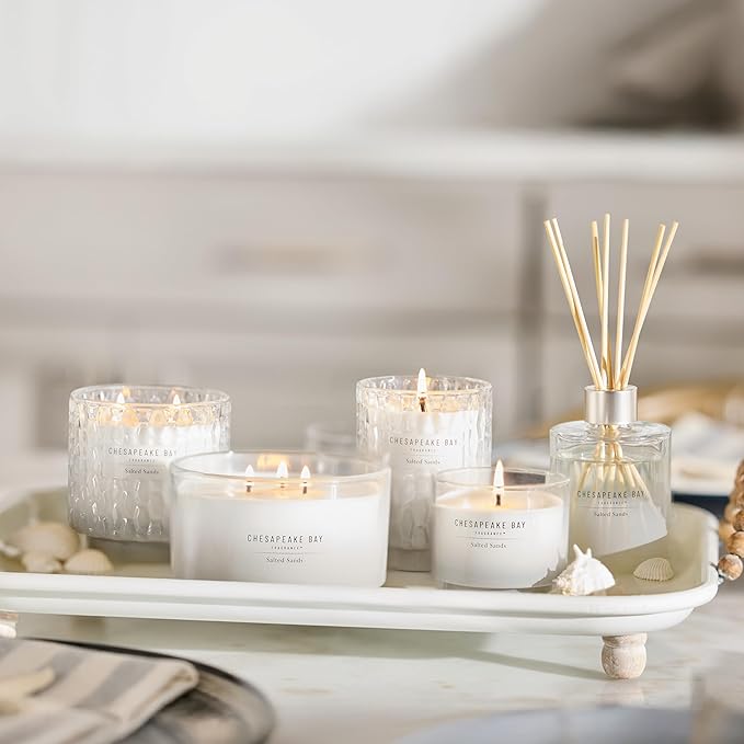 Chesapeake Bay, 11oz Salted Sands Scented Candle, Mood Evoking Fragrance, Textured Sea Glass-Inspired Jar, Premium Soy Blend Wax with Essential Oils, Coastal Fragrance for Home Décor or Gifting