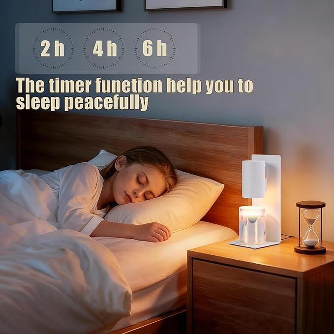 White Candle Warmer Lamp with Timer & Dimmable, Height Adjustable Flameless Candle Warmer for Jar Candles, 2 Bulbs Included, Gifts for Mom, House Warming New Home Bedroom Decor