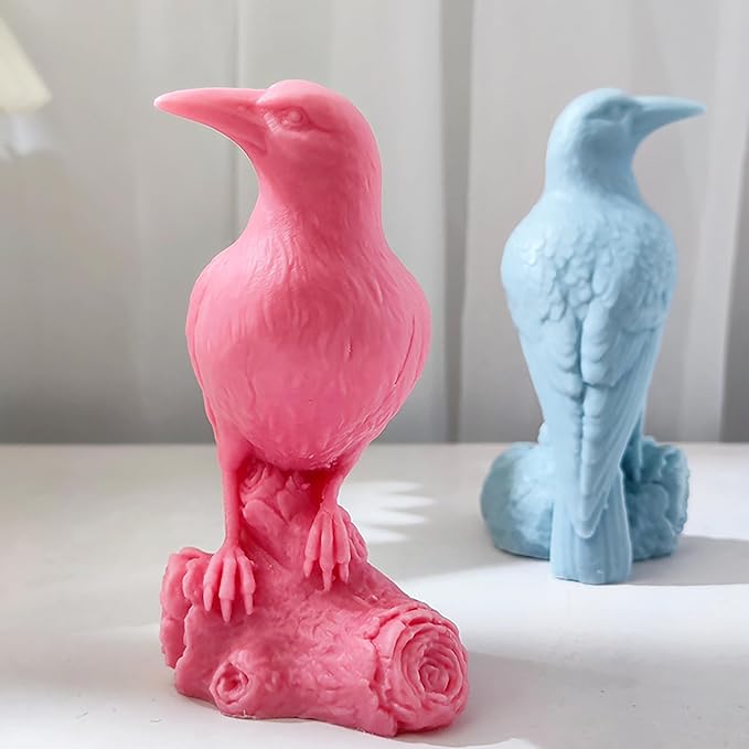 Crow Raven Cylinder Candle & Resin Mold - Resin Casting Silicone Molds for Home Decor & Candle Making Wave Spiral Mold