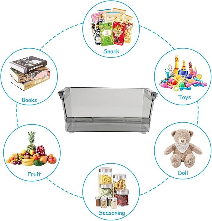 2Pack Pantry Organization and Food Storage Bin, Stackable Snack Organizer with Handles,Refrigerator Organizers and Storage for Kitchen Pantry Bathroom for Snacks, Spices,Chips Food Organizer