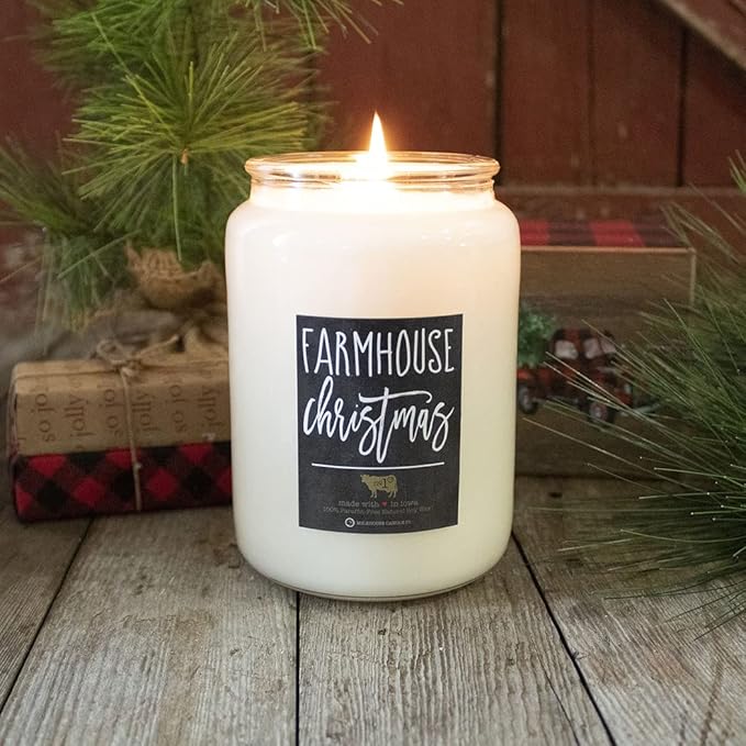 Milkhouse Candle Company - Farmhouse Christmas Scented Soy and Beeswax Candle - 26oz Mason Jar - 100% Natural, Paraffin Free, with Premium Fragrance Oil, Glass Jar with Lid