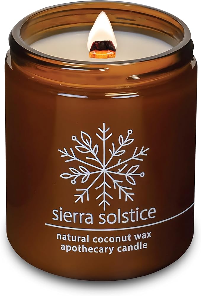 Hemlock Park Crackling Wood Wick Candle Handcrafted with Natural Coconut Wax (Standard 8 oz, Sierra Solstice)
