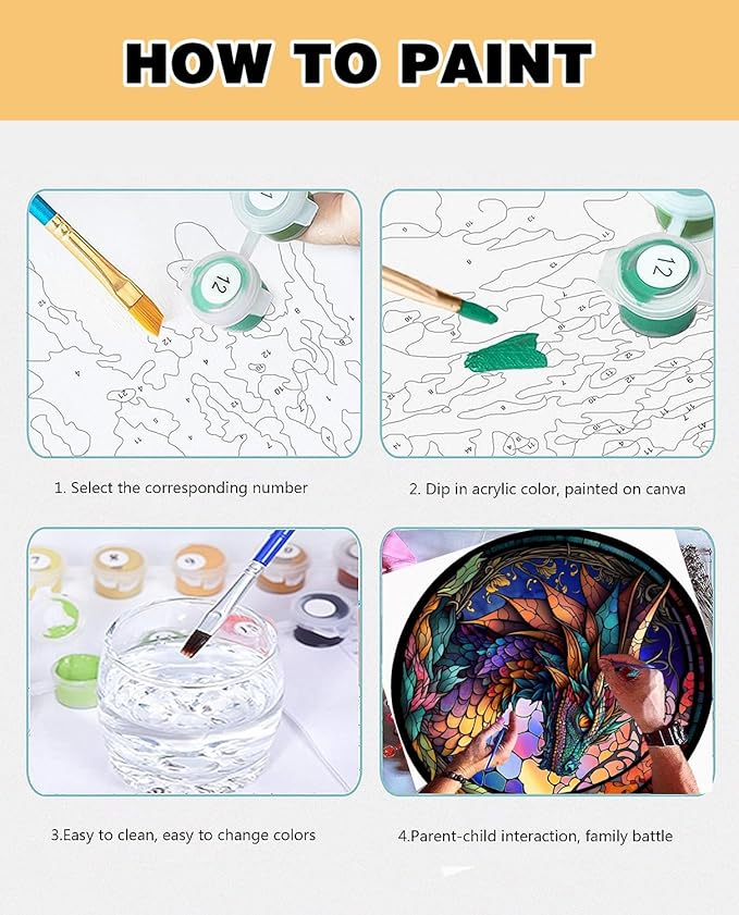 Meothan Paint by Number for Adults, Colorful Dragon Painting by Numbers for Adults Beginner, Acrylic Easy Paint by Numbers Kits on Canvas for Gift Home Wall Decor 13.8”W x 13.8”L
