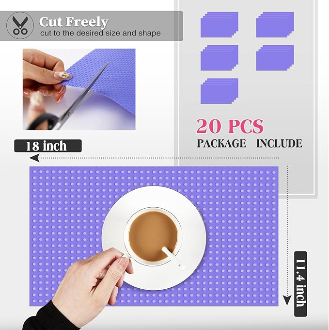 Daixer 20Pcs Refrigerator Liners, Washable Fridge Liner Shelf Mats Refrigerator Pads for Cupboard Cabinet Drawer Home Kitchen Accessories Organization (Purple)