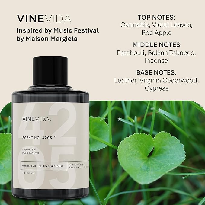 VINEVIDA [16 Oz] Scent NO. 4205 Inspired by Music Festival | Premium Fragrance Oil for Candle Making & Soap Making | Candle Scents for Soy Wax | Scented Oils for Car Freshies & Bath Products