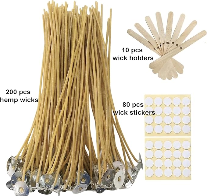 Candle Wicks 200 PCS 8 inch Hemp Candle Wicks 2.5mm Organic Beeswax Candle Wicks for Candle Making Edible Candle Wick for Butter Candle Hemp Candle Wick