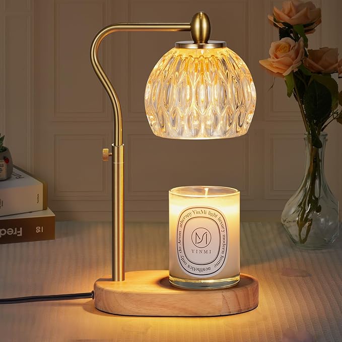 Candle Warmer, Candle Warmer Lamp with Timer & Dimmer Height Adjustable Scented Candles, with 2 * 50W Bulbs for Home Decor Mothers Day(Gold)
