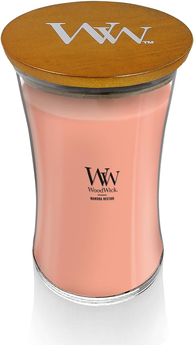 WoodWick Manuka Nectar Scented Large Hourglass Candle, Crackles as it Burns, Great for Gifting, 21oz