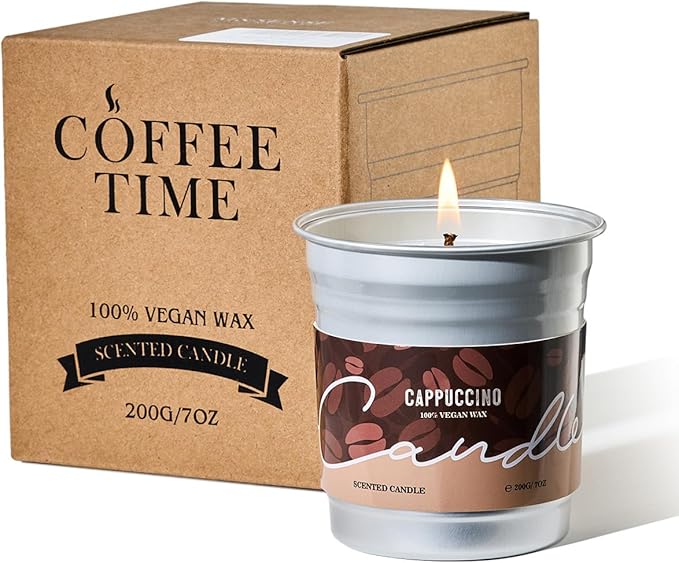 M&SENSE Cappuccino Coffee Scented Candles, Soy Wax 7oz 42 Hours Long Lasting Clean Burn, Small Fall Candle for Kitchen, Holiday Aromatherapy Gifts for Coffee Lovers, Cozy Winter Home Decor