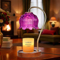 Candle Warmer Lamp with Timer, Dimmable Wax Melt Lamp for Large & Standard Jar Candles, Includes 2 GU10 Bulbs, Elegant Vintage Home Decor Gift for Women & Mom (A1-Purple Lotus)