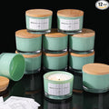 REISEN 12 PCS Green Candle Jars for Making Candles, 4 OZ Glass Jars with Bamboo Lids and Sticky Warning Labels, Candle Containers for DIY Gifts, Candle Making Supplies