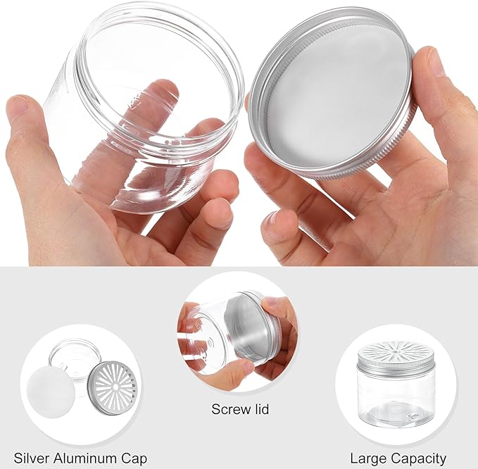 HARFINGTON 12 Pcs Empty Scent Beads Storage Container 5oz/150ml Air Freshener Tins Round Refillable Spice Containers Plastic Jars Sample for Air Freshener Candles Travel Storage