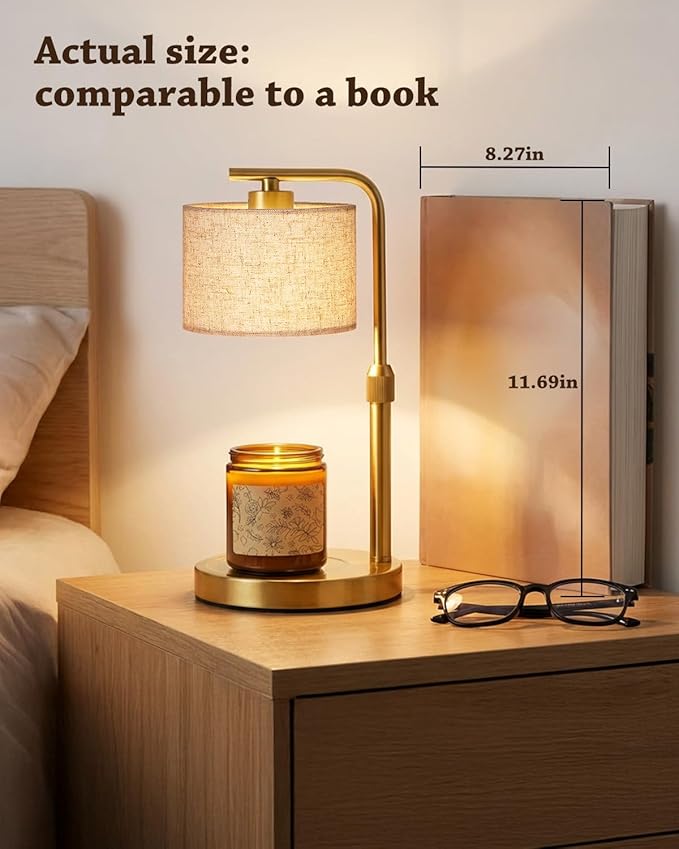Candle Warmer Lamp with Timer Dimmer, Height Adjustable Candle Wax Warmer Candle Lamp for Jar Candles with 2 Bulbs, House Warming Gift for Home Room Decor, Birthday Gifts for Women Mom (Gold)