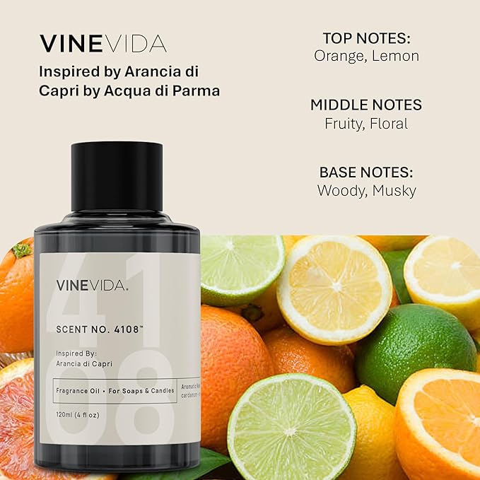 VINEVIDA [16oz] Arancia di Capri Fragrance Oil for Candle Making - Natural Candle Oil Scents - Soap Making Essential Oil - Made in USA