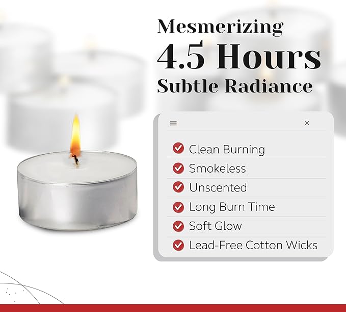 Tea Light Candles in Metal Cups - 4.5 Hours Clean, Long Burning White Unscented - 250 Votive Candles Bulk for Romantic Dinner, Wedding, Spa & Hotels by PARNOO