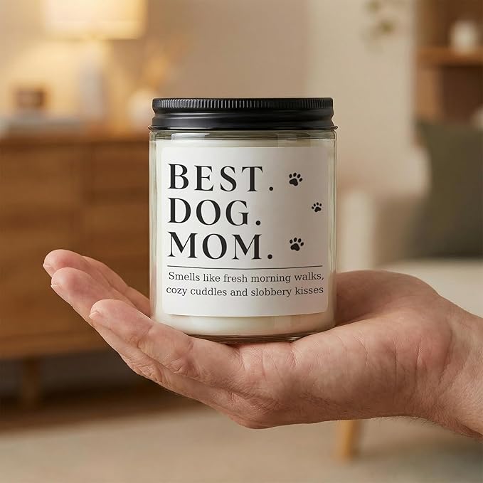 Dog Mom Gifts for Women, Unique Dog Mom Lovers Gift for Her Girlfriend Sister Bestie Wife, Funny Mothers Day Present Ideas - Lavender Scented Candle