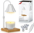 Candle Warmer Lamp with Timer and Dimmer & Includes 2 Bulbs, Electric Wax Candle Lamp Warmer for Jar Candles, Home Decor Aesthetic, and House Warming Gifts - White Glass