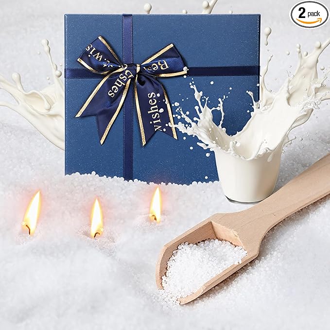 MTLEE Pearled Candle 2.2 lb Sand Wax Scented Sand Candle Kit with Gift Box 50 Wicks Refillable Jar White Beaded Wax Gift Set for Friends Mother Lover Women Family(Milk)