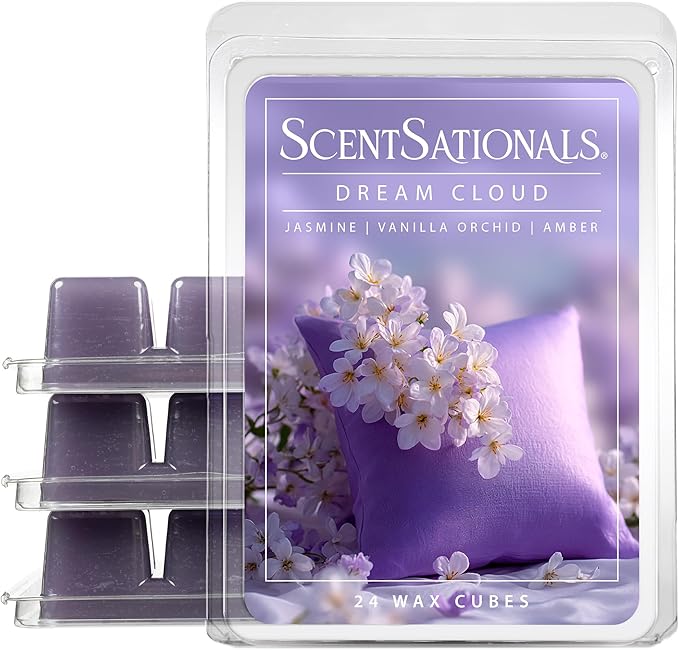 Scentsationals Wax Melts, Wax Cubes Strong Scent - Dream Cloud - Long Lasting Scented Wax Melts for Warmer, 10oz (24-Cubes)