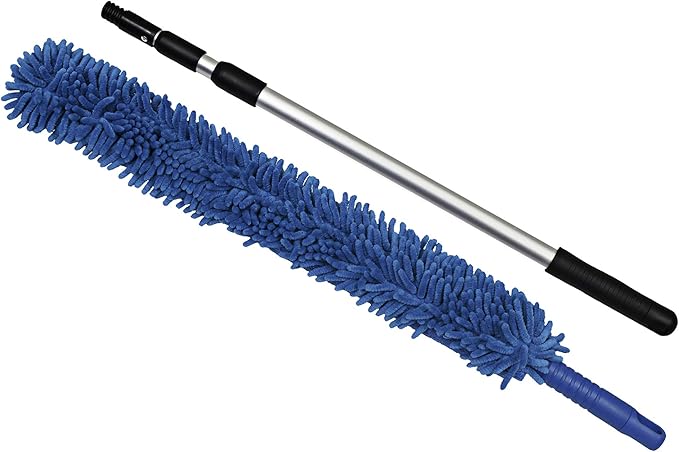 CleanAide Handheld Reusable Microfiber Flex Duster with Adjustable Telescopic Reach Pole – Bendable, Lightweight, Dust Cleaner for Blinds, Shutters, Radiators, Electronics, Glass, Hard-to-Reach Areas