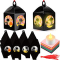 Simgoing 12 Sets Tropical Palm Tree Crafts with LED Candle Light DIY Hawaiian Summer Tissue Paper Craft Kits Hawaiian Luau Palm Tree Hanging Beach Jungle Embellishment for Home Decors Party