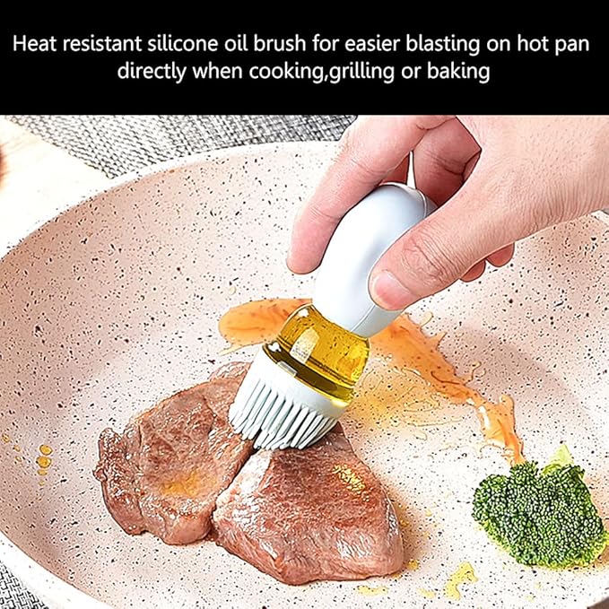 TINMIX Oil Dispenser with Brush - Glass Olive Oil Dispenser for Kitchen, 2 IN 1 Oil Dispenser Bottle with Silicone Basting Brush for Cooking Vinegar Sauce BBQ Grill Frying, T-OB21, Green
