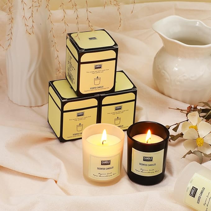 MTLEE 24 Pcs Candles for Home Scented Aromatherapy Jar Candle Gift for Women Bulk 8 Long Lasting Aromatherapy Jar Soy Wax Candle Gift for Christmas Birthday Employee(Elegant Style,Fresh Scent)