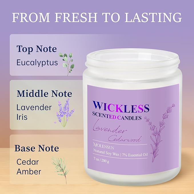 Lavender Cedarwood Wickless Candle for Candle Warmer Lamp with 10ml Essential Oil for Custom Aroma, Flameless Non-Toxic Soy Scented Candle for Home, Valentine Holiday or Birthday Gift for Women & Men